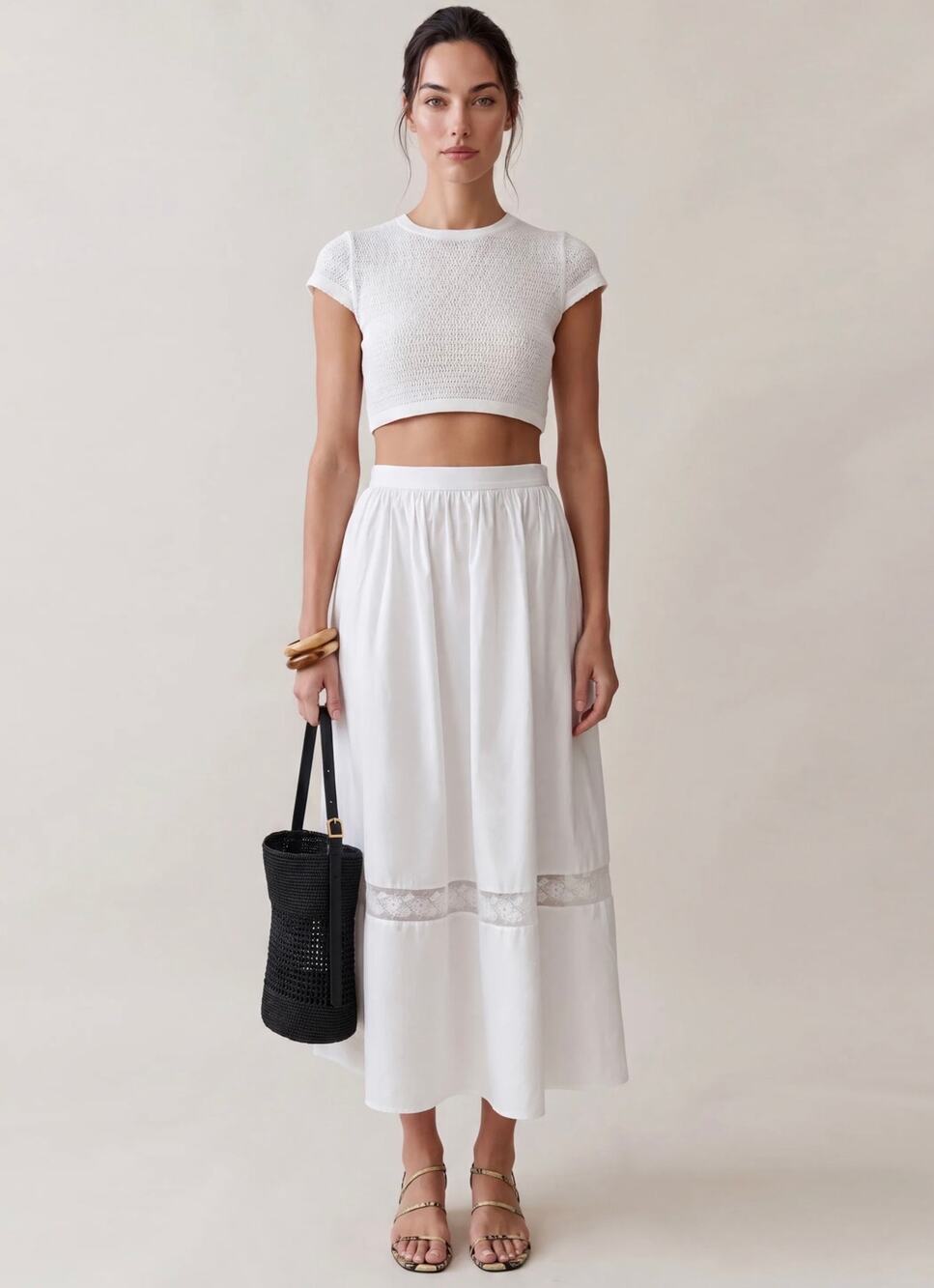 New O.P.T Lennon cotton white maxi skirt $122 size S